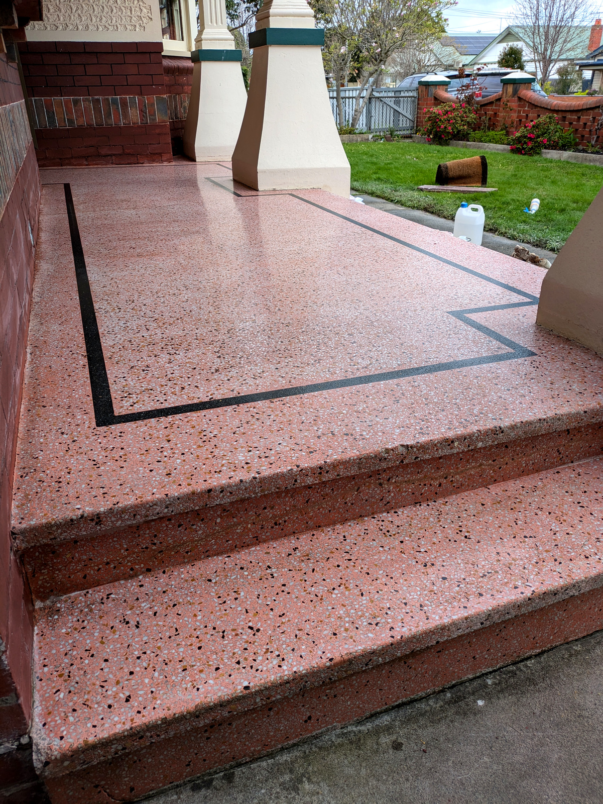 After — terrazzo porch restored
