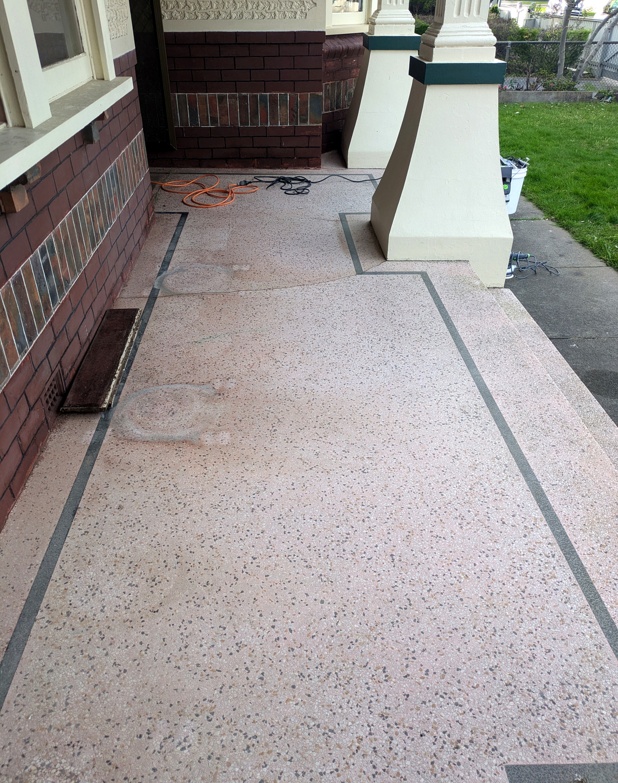 Before — terrazzo porch dull