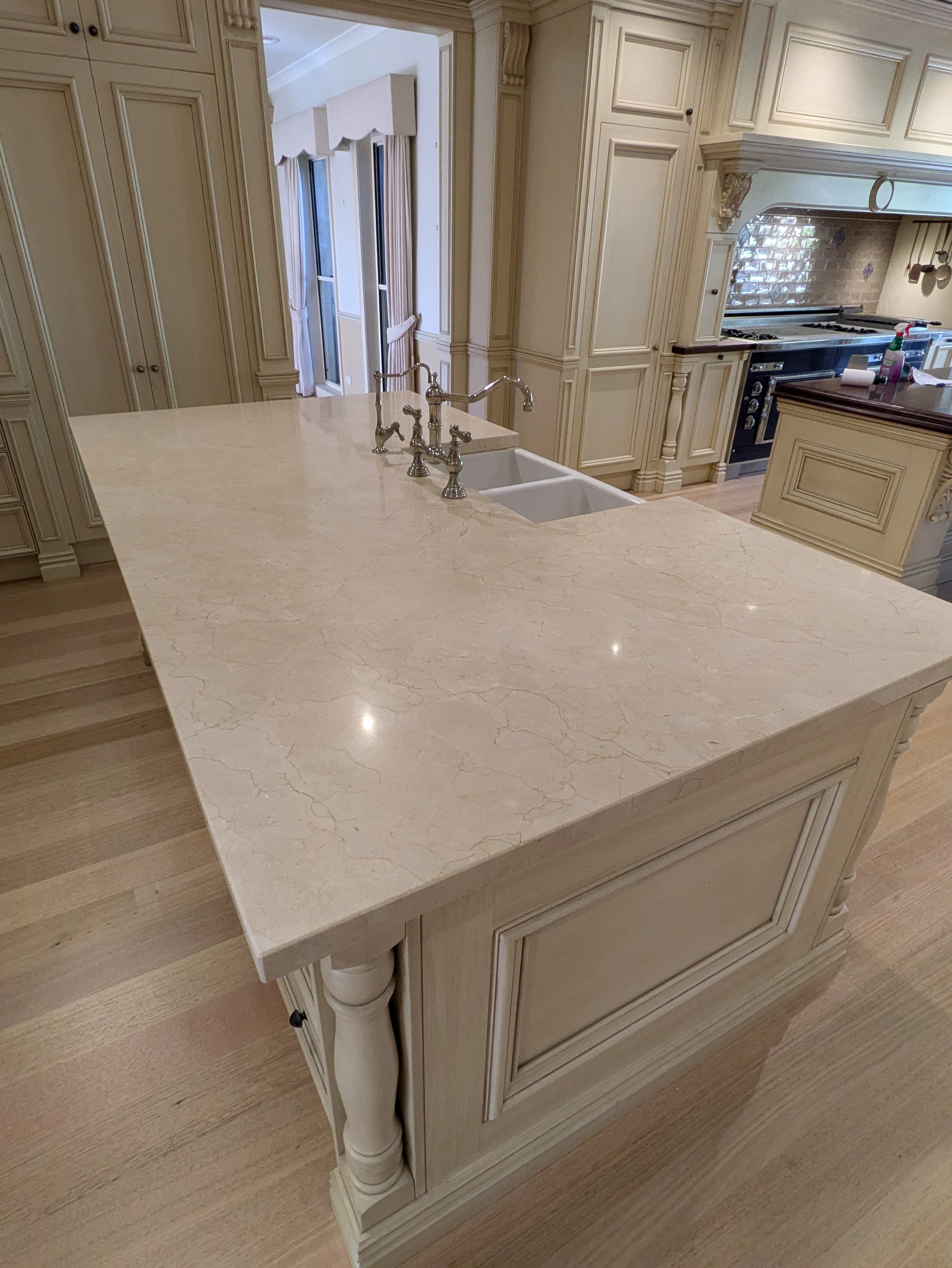 Classic marble kitchen island polished Melbourne